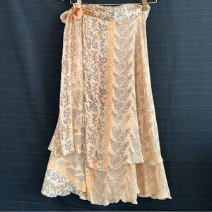 New Kariza Hawaii Womens Flowy Silk Boho Hippie Reversible Wrap Skirt One Size